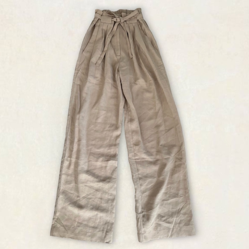 XS Beige Dynamite Paperbag Pants